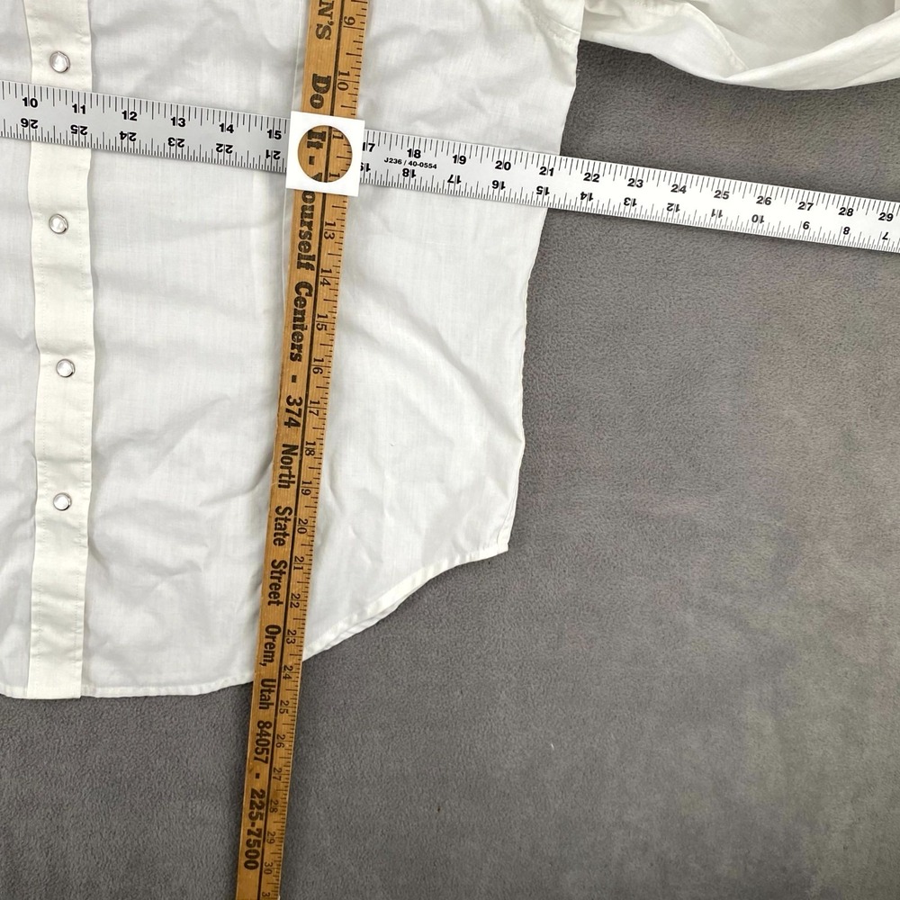 White Horse Western Shirt Women Medium White Floral Embroidered Pearl Snap Ranch - Picture 6 of 7